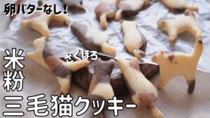 【米粉三毛猫クッキーレシピ】手作り猫クッキーの作り方｜簡単米粉クッキー｜バター不使用｜バターなし卵なし｜ココア型抜きクッキー｜ヴィーガン｜アーモンドプードル｜Gluten free cookies