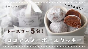 【オーブンなし！】ポリ袋で簡単ココアスノーボールクッキーの作り方｜簡単バレンタインレシピ｜トースターお菓子作り