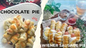 【チョコパイとウインナーパイ】簡単！冷凍パイシートとトースターを使ったお菓子作りレシピひとくちサイズのチョコクロワッサンと、ウインナーパイの作り方