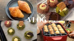 [お菓子作りvlog] ガナッシュクッキーの作り方｜簡単＆大量生産できるお菓子♪休日の食事記録、関西人のたこ焼き作り