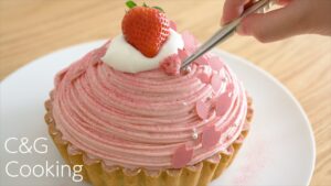 桜のモンブランタルトの作り方 | ASMR 桜のモンブランタルト お菓子作り