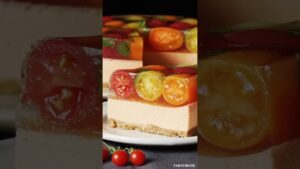 ケーキ切ったら野菜だったんだがww #shorts #sns映え #トマト #レアチーズケーキ #cake #ヘルシーレシピ