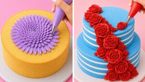 Amazing 2 Tier Flower Piping Cake Decorating Hacks | 簡単可愛い手作りケーキ作り